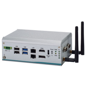 Axiomtek eBOX100A Low Power Fanless Ultra-Compact Embedded System, Intel N97, 2 LAN/4 LAN, HDMI, DP, 2 COM, 4 USB, and 9 to 36 VDC